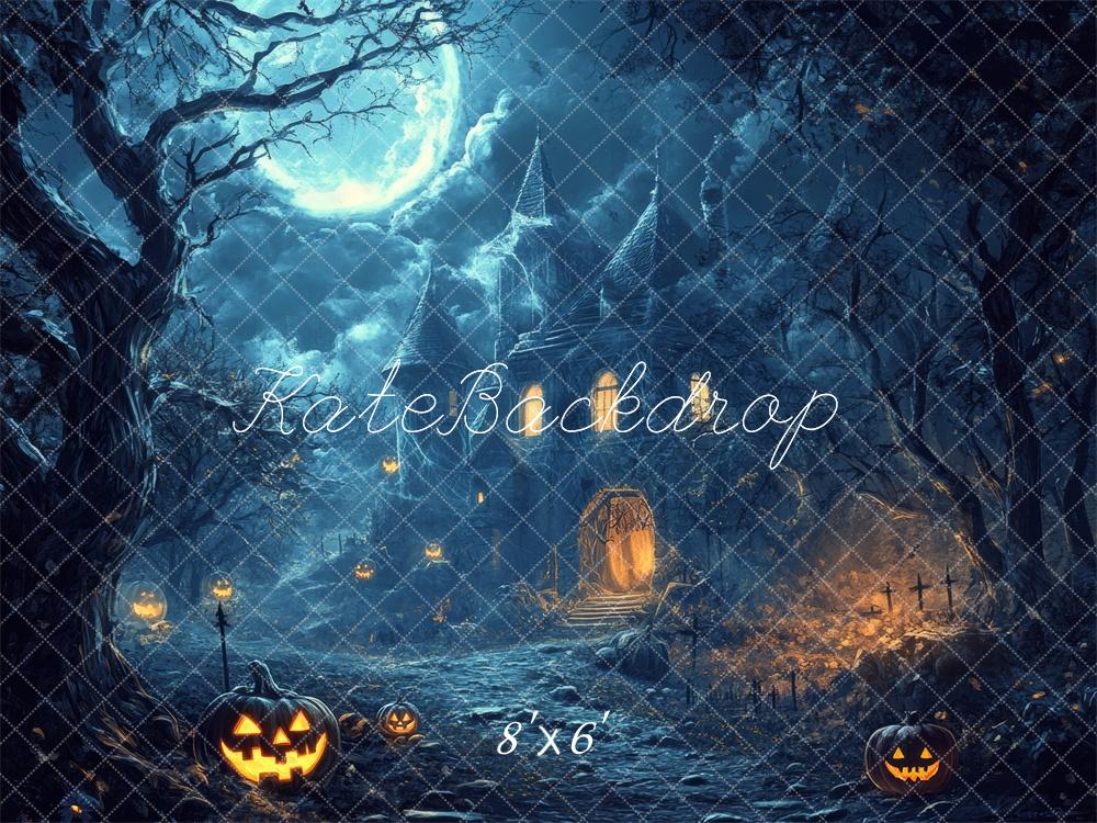 Kate Halloween Haunted House Moon Backdrop Designed by Lidia Redekopp