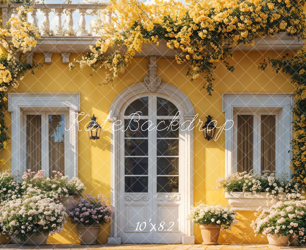 Kate Spring Yellow Floral House Door Backdrop Designed by Emetselch