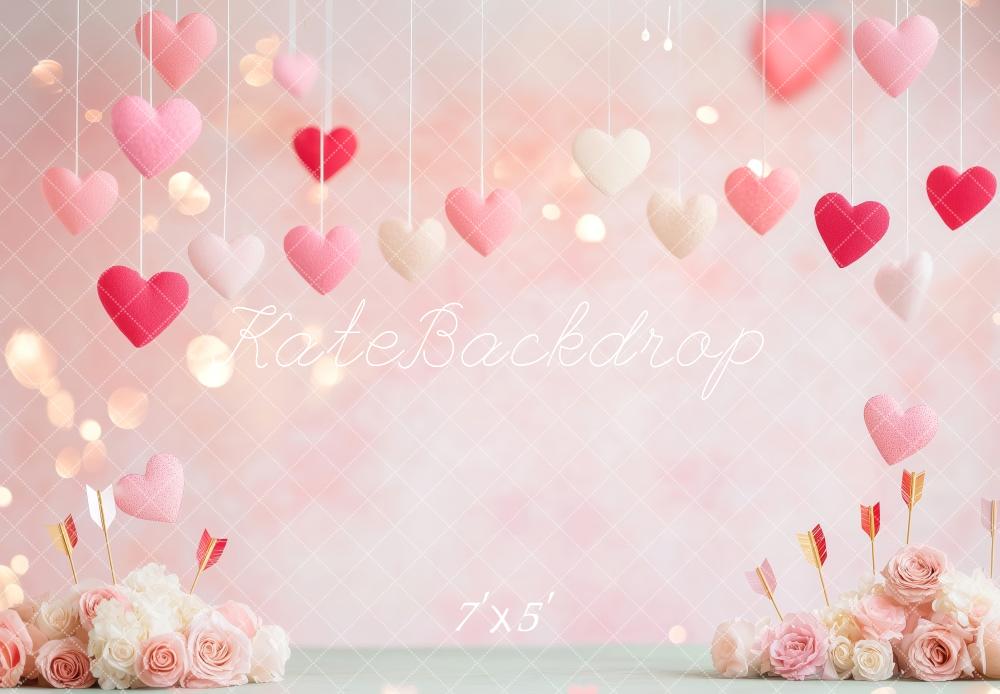 Kate Valentine's Hearts Floral Pink Backdrop Designed by Patty Roberts