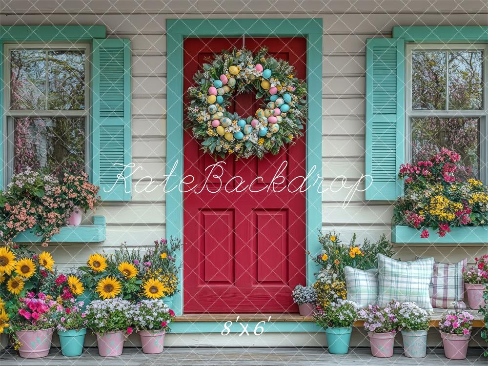 Kate Easter Wreath Floral Porch Backdrop Designed by Mini MakeBelieve