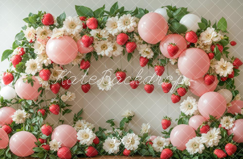 Kate Spring Strawberry Flower Balloon Arch Backdrop Designed by Emetselch