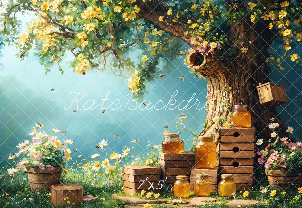 TEST Kate Spring Honey Bee Tree Honeycomb Backdrop Designed by Emetselch