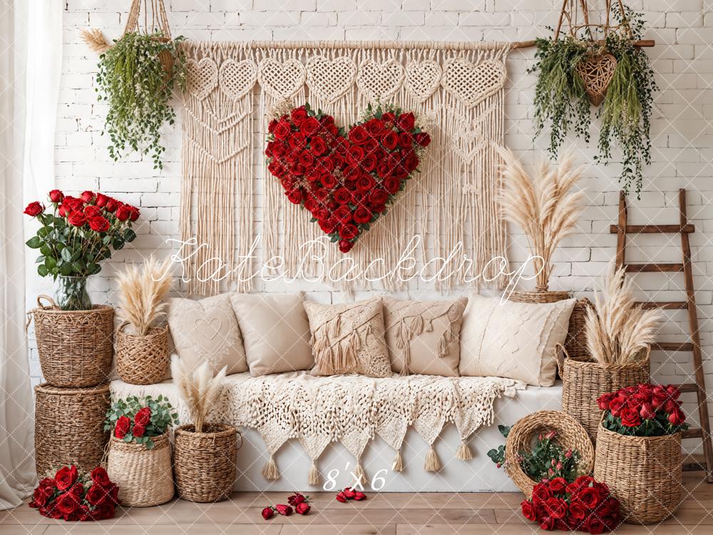 Kate Valentine Boho Heart Roses Sofa Backdrop Designed by Emetselch