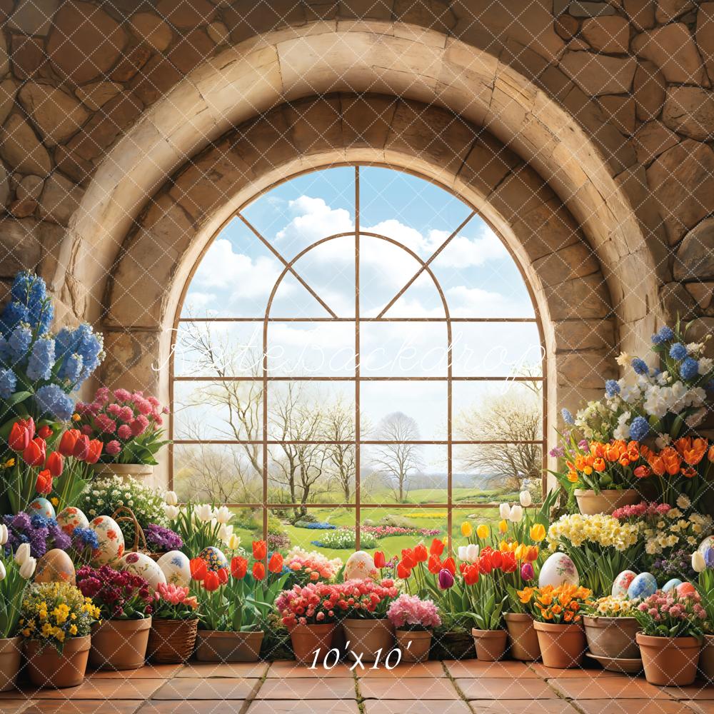 Kate Easter Garden Window Floral Backdrop Designed by Emetselch