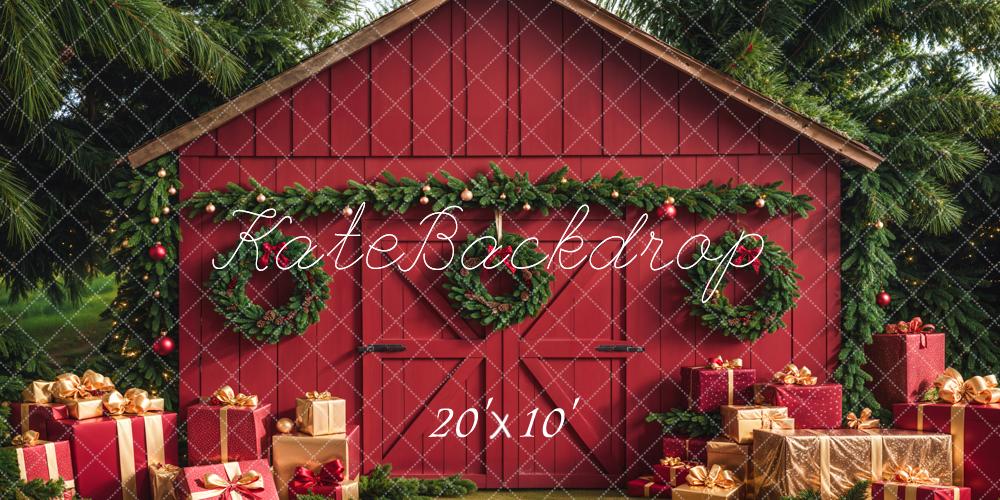 Kate Christmas Barn With Gifts Boxes Backdrop Designed by Emetselch