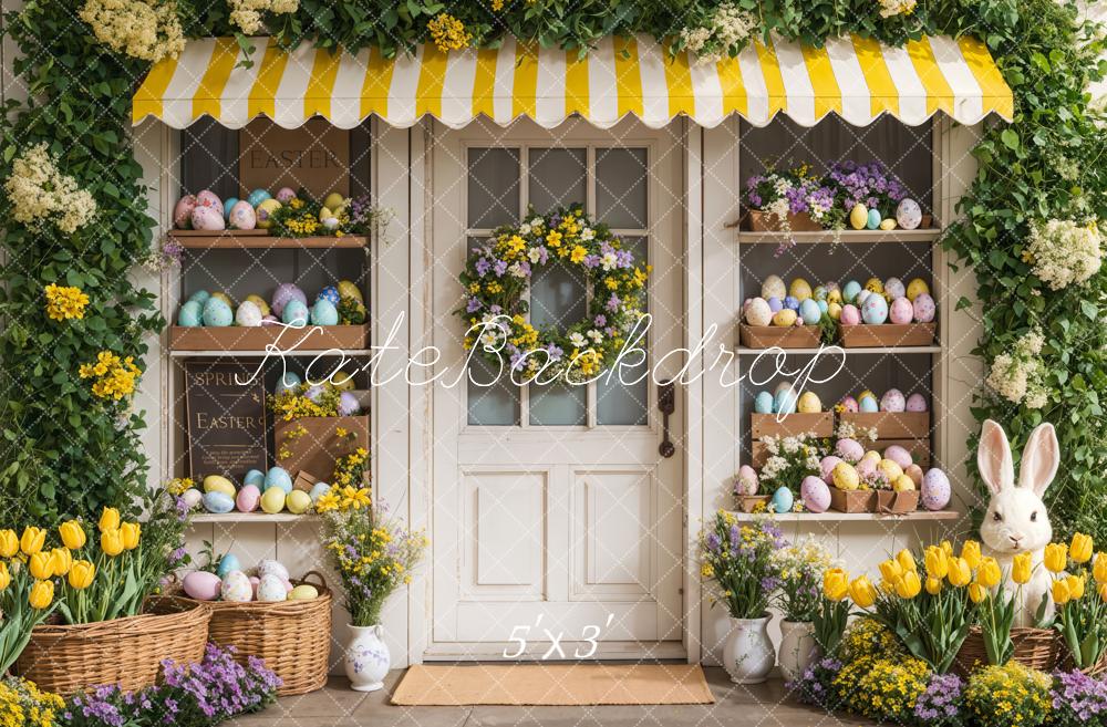 Kate Easter Bunny Floral Yellow Shop Backdrop Designed by Emetselch