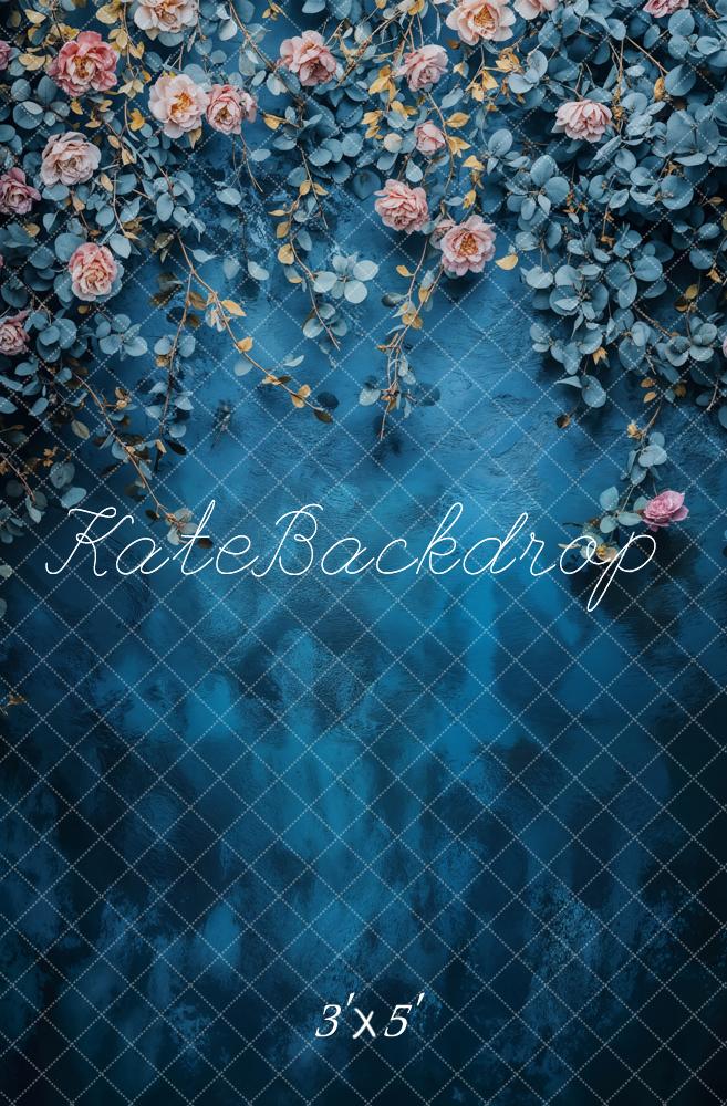 Kate Fine Art Floral Blue Vintage Backdrop Designed by Emetselch