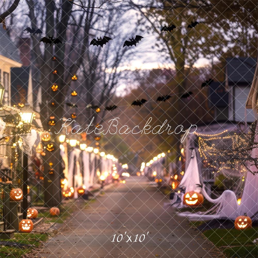 Halloween Straatdecor Foto Achtergrond Designed by Mini MakeBelieve