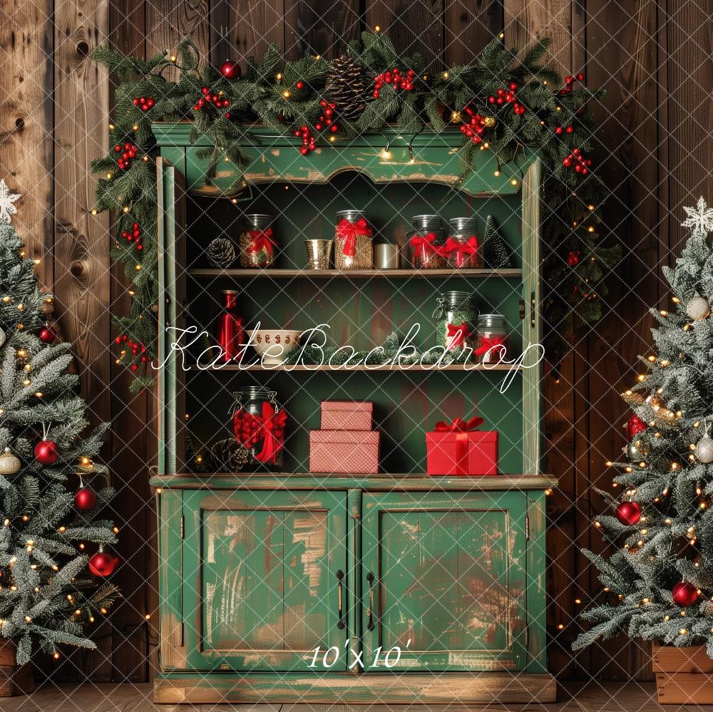 Kate Christmas Trees Green Cabinet Backdrop Designed by Patty Roberts