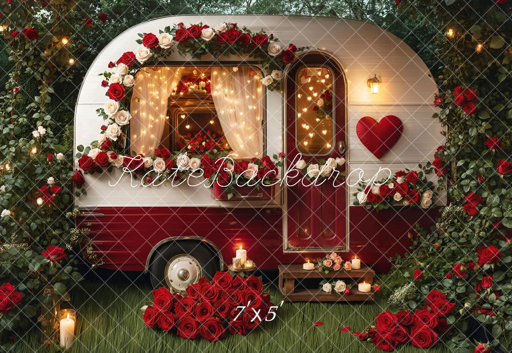 Kate Valentine's Day Romantic Flower Camper Backdrop Designed by Emetselch