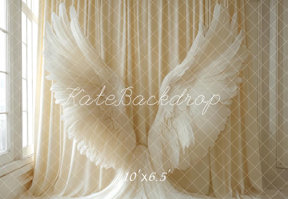 Kate Angel Wings Curtain Cream White Backdrop Designed by Emetselch