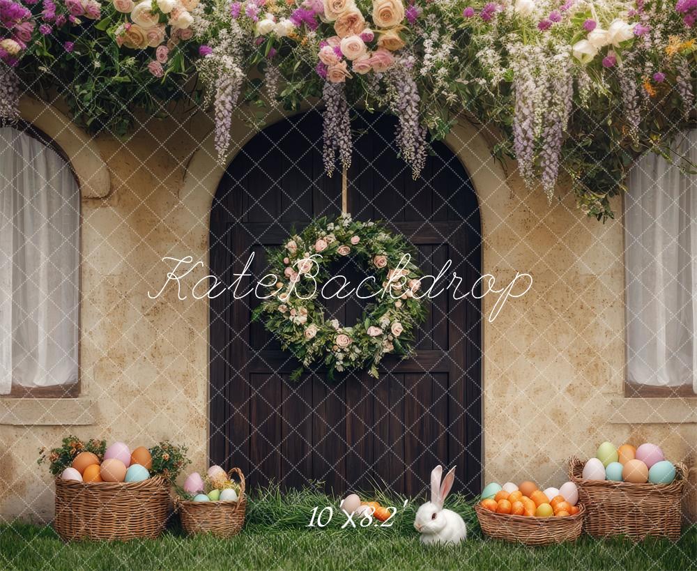 Kate Easter Bunny Floral Wreath Door Backdrop Designed by Mini MakeBelieve