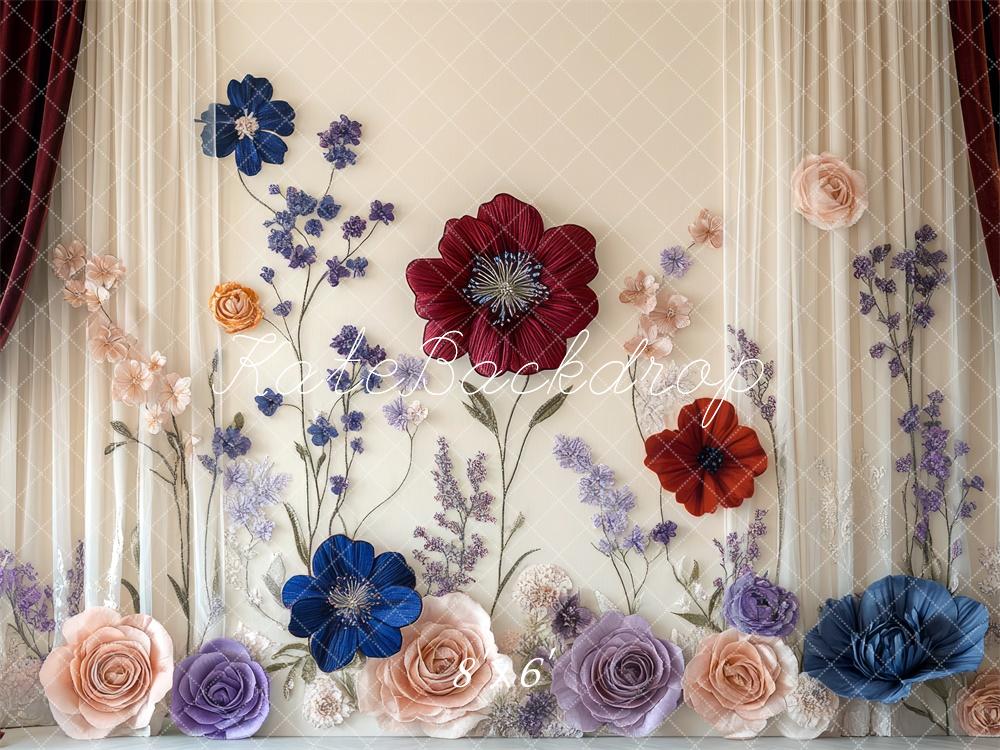 Kate Floral Flower Curtain Backdrop Designed by Mini MakeBelieve