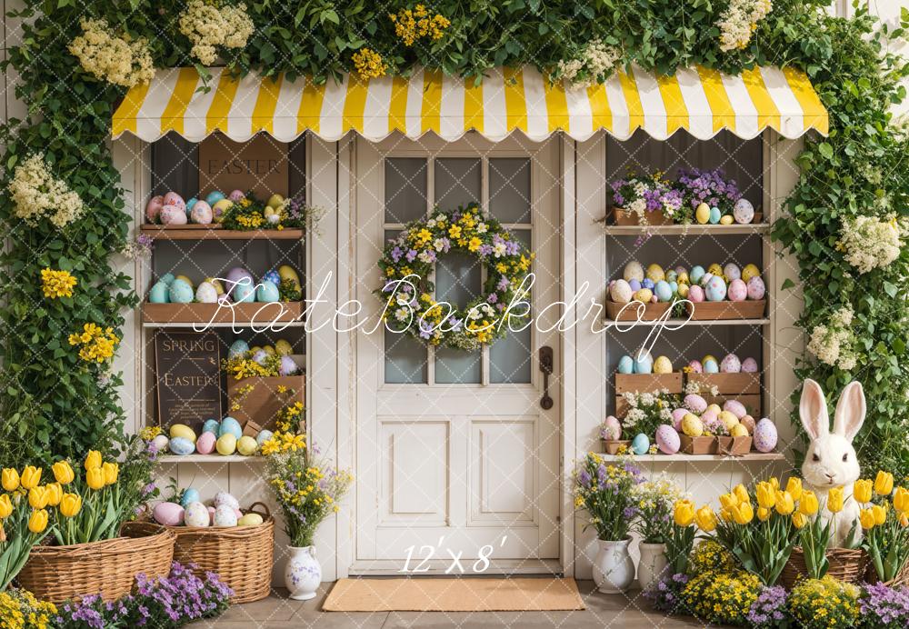 Kate Easter Bunny Floral Yellow Shop Backdrop Designed by Emetselch