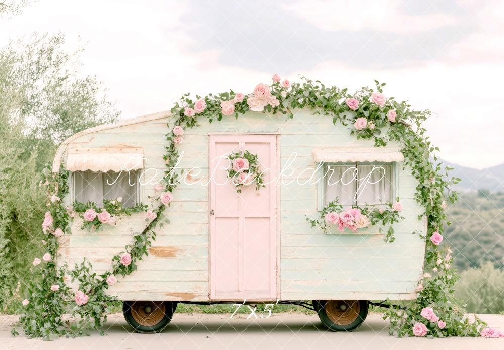 Fondo Vintage de Caravana Floral de Primavera Designed by Patty Roberts