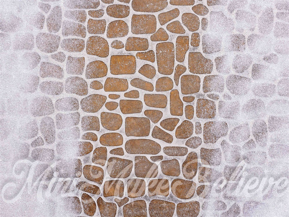 Kate White Glitter Brown Cobblestone Path Floor Backdrop Designed by Mini MakeBelieve