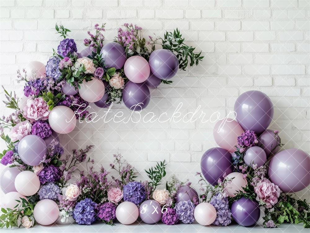 Kate Floral Purple Balloon Backdrop Designed by Patty Roberts