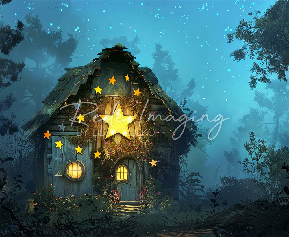 Kate Dreamy Forest Enchanted Star Wooden Hut Backdrop Designed by Lidia Redekopp