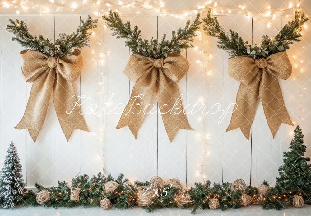 Kate Christmas Golden Burlap Bows Backdrop Designed by Patty Roberts