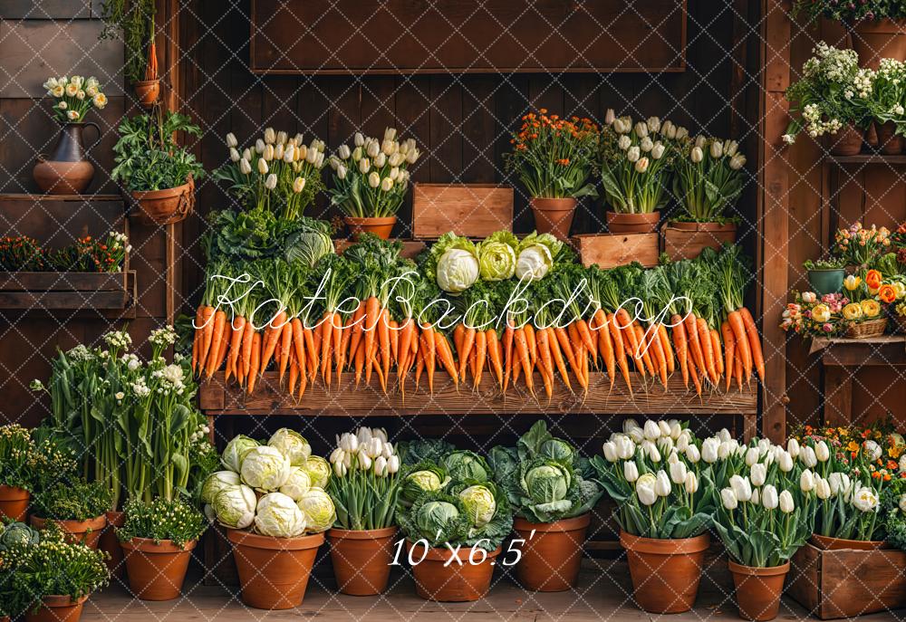 Kate Easter Market Carrots Flowers Backdrop Designed by Emetselch