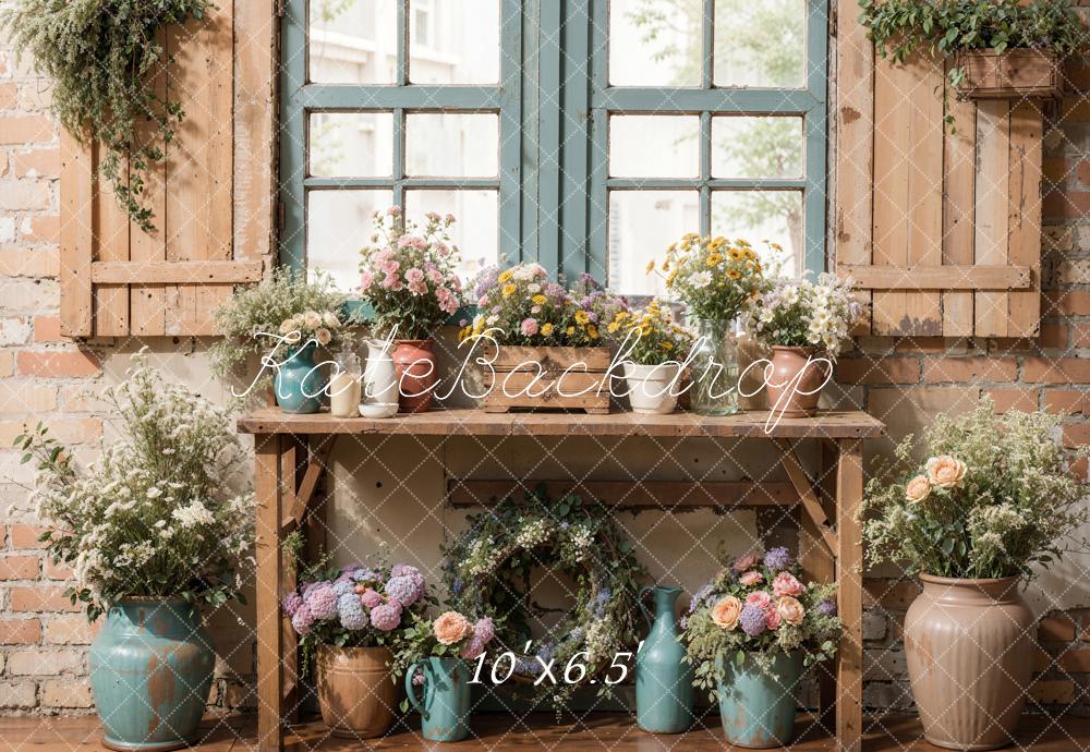 Kate  Spring Rustic Floral Window Table Backdrop Designed by Emetselch