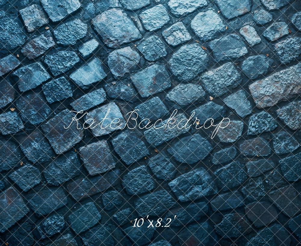 Kate Blue Cobblestone Floor Backdrop Designed by Emetselch