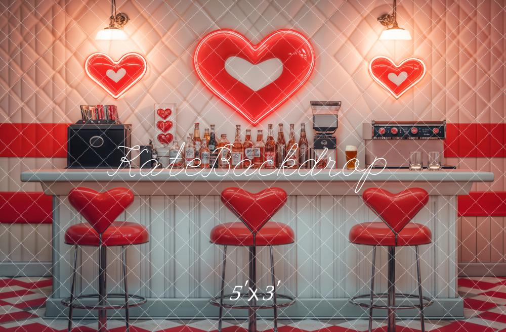 Kate Valentine Retro Heart Diner Bar Backdrop Designed by Emetselch