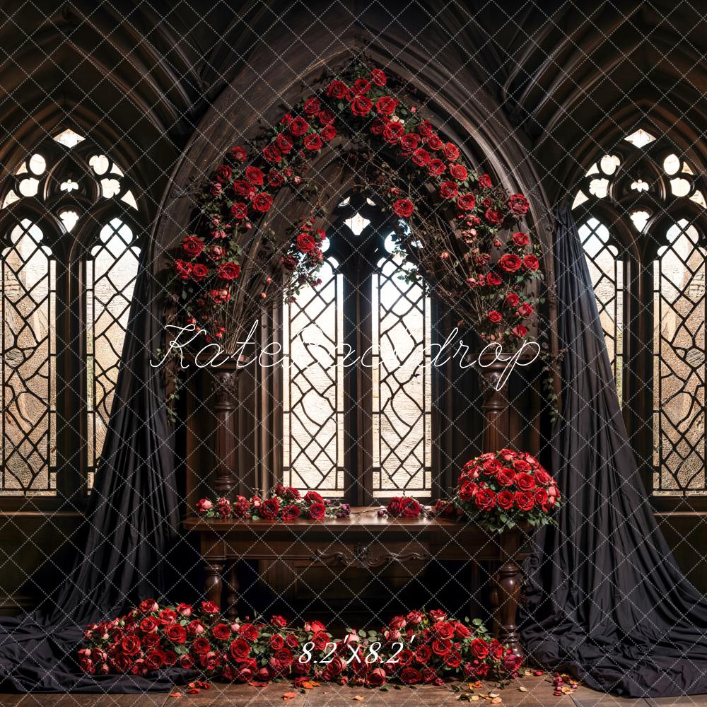 Kate Gothic Red Roses Flower Arch Backdrop Designed by Emetselch