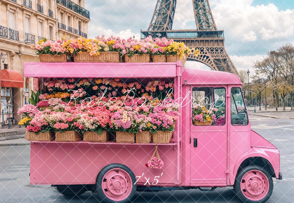 Kate Spring Pink Flower Truck Eiffel Backdrop Designed by Emetselch