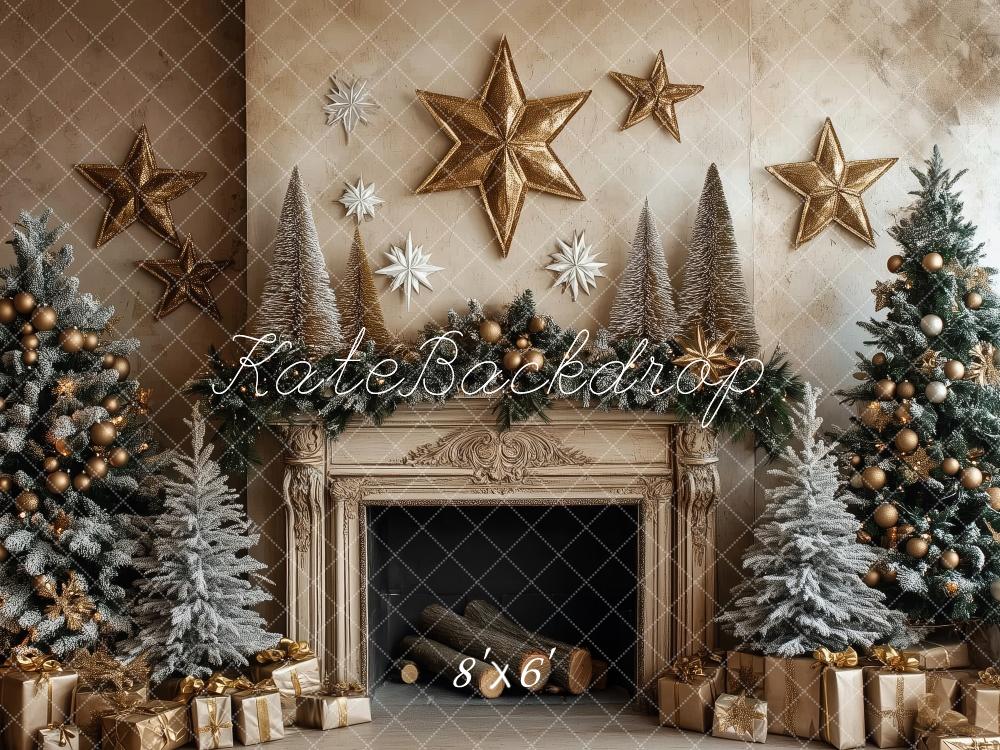 Kate Christmas Tree Fireplace Stars Backdrop Designed by Patty Roberts