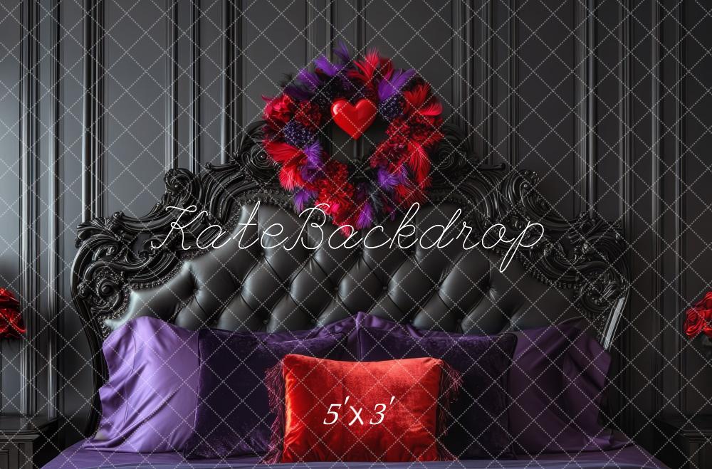 Kate Valentine Headboard Heart Black Retro Backdrop Designed by Mini MakeBelieve