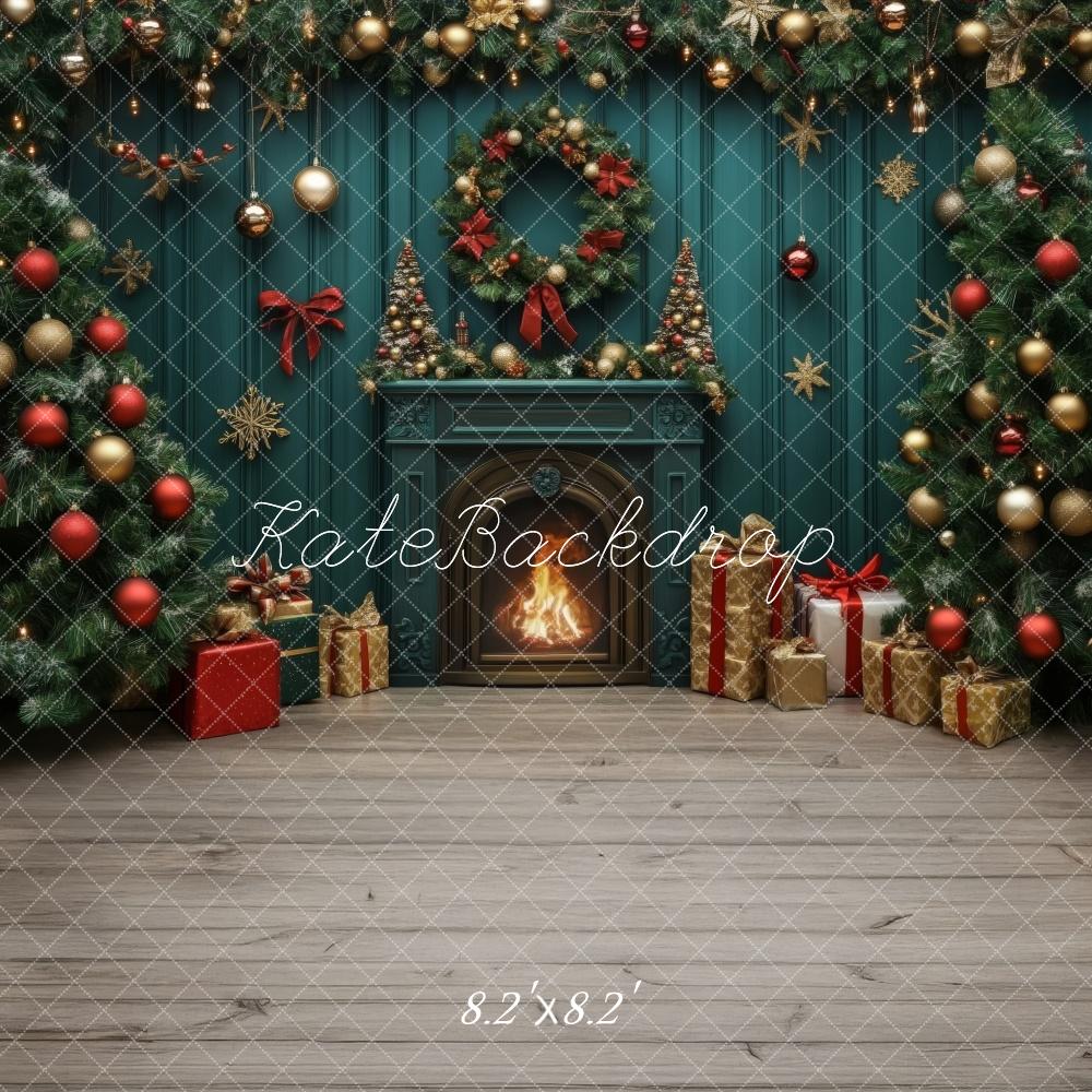 Kate Christmas Tree Fireplace Gifts Garland Backdrop Designed by Lidia Redekopp