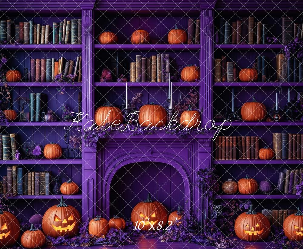 Kate Halloween Purple Library With Pumpkin Backdrop Designed by Patty Roberts