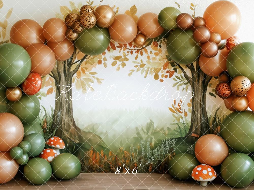 Kate Fall Forest Mushroom Balloon Arch Backdrop Designed by Patty Roberts