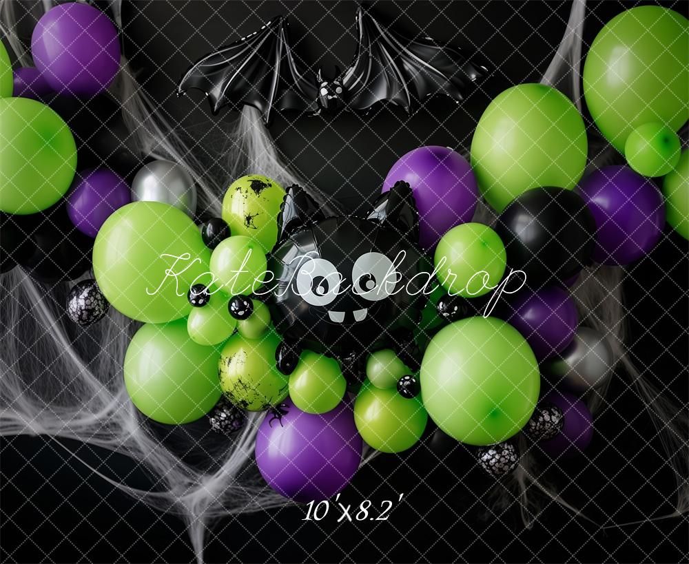 Kate Halloween Balloons Bat Spider Web Backdrop Designed by Patty Roberts