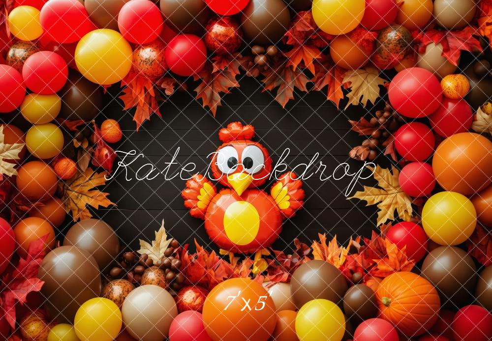 Kate Thanksgiving Turkey Balloon Leaves Backdrop Designed by Patty Roberts