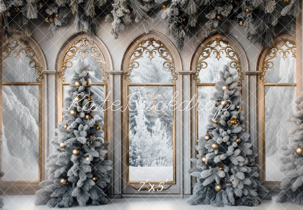 Kate Christmas Tree Arched Window Backdrop Designed by Mini MakeBelieve