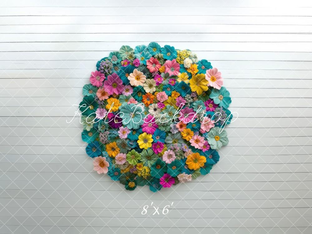 Kate Newborn Colorful Flower Circle Rug Floor Backdrop Designed by Mini MakeBelieve