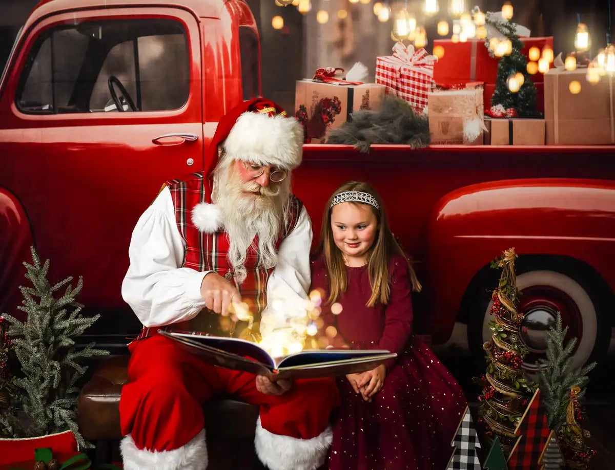 Kate Christmas Red Full Truck Backdrop for Photography