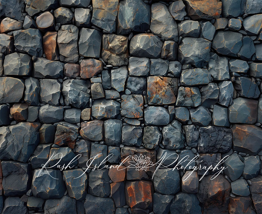 Grey Cobblestone Wall Foto Achtergrond Designed by Laura Bybee