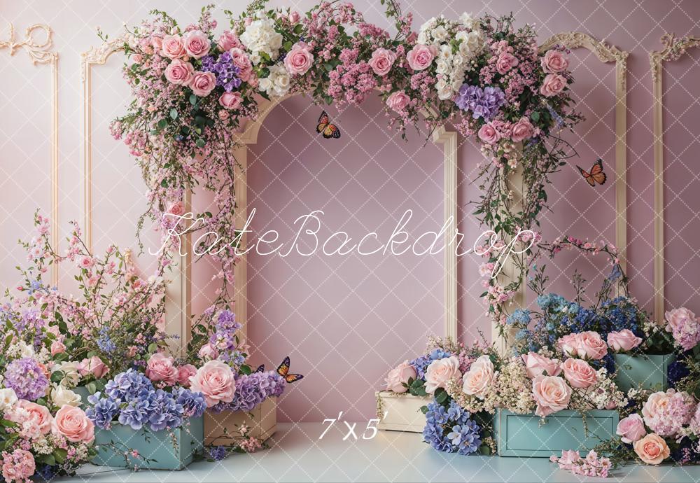 Kate Spring Wedding Floral Arch Pink Backdrop Designed by Emetselch