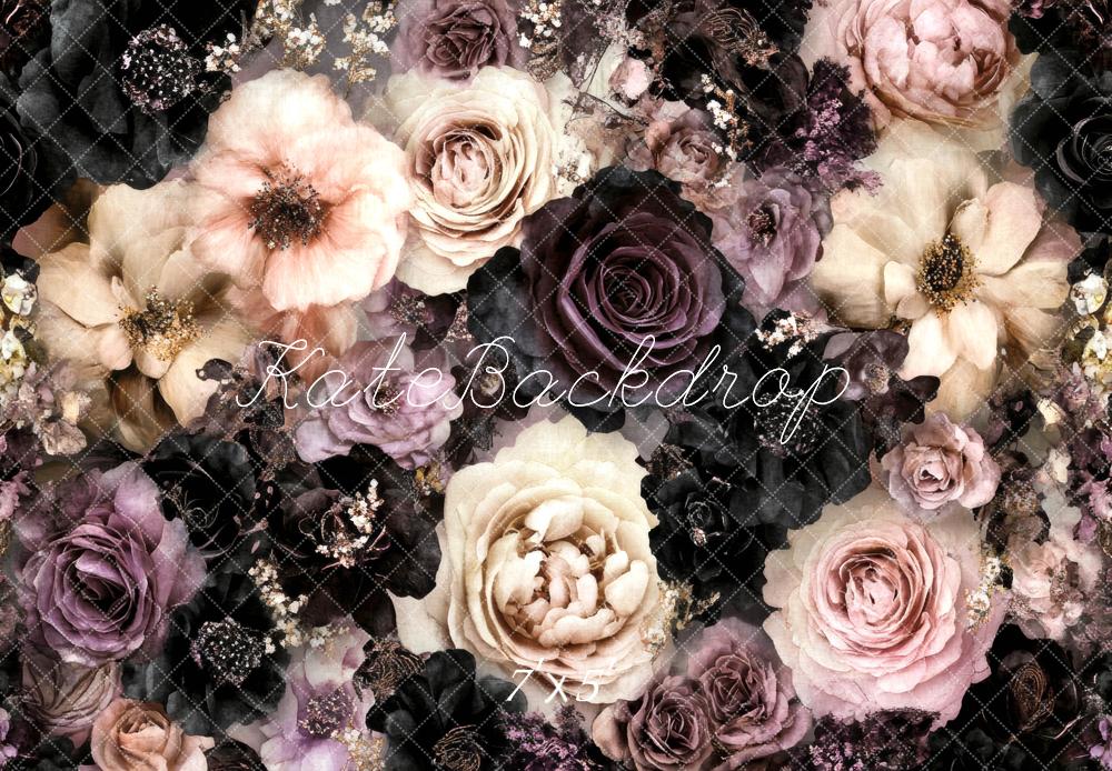 Kate Fine Art Vintage Floral Dark Rose Backdrop Designed by Lidia Redekopp