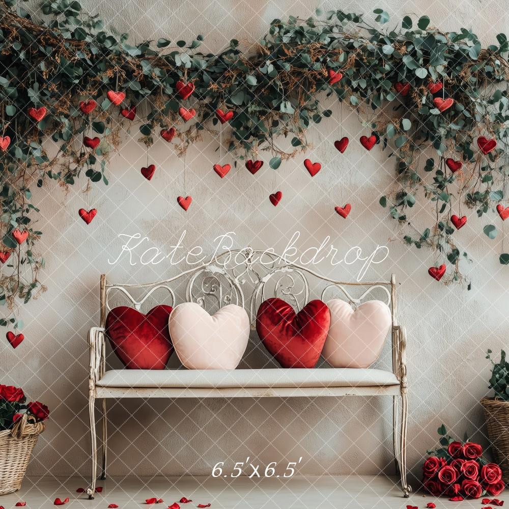 Kate Valentine's Heart Floral Bench Backdrop Designed by Patty Roberts