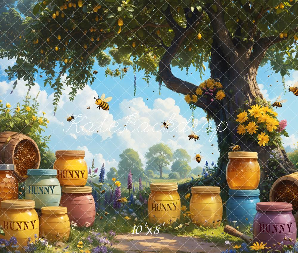 Kate Cartoon Tree Honey Hunny Bee Backdrop Designed by Emetselch