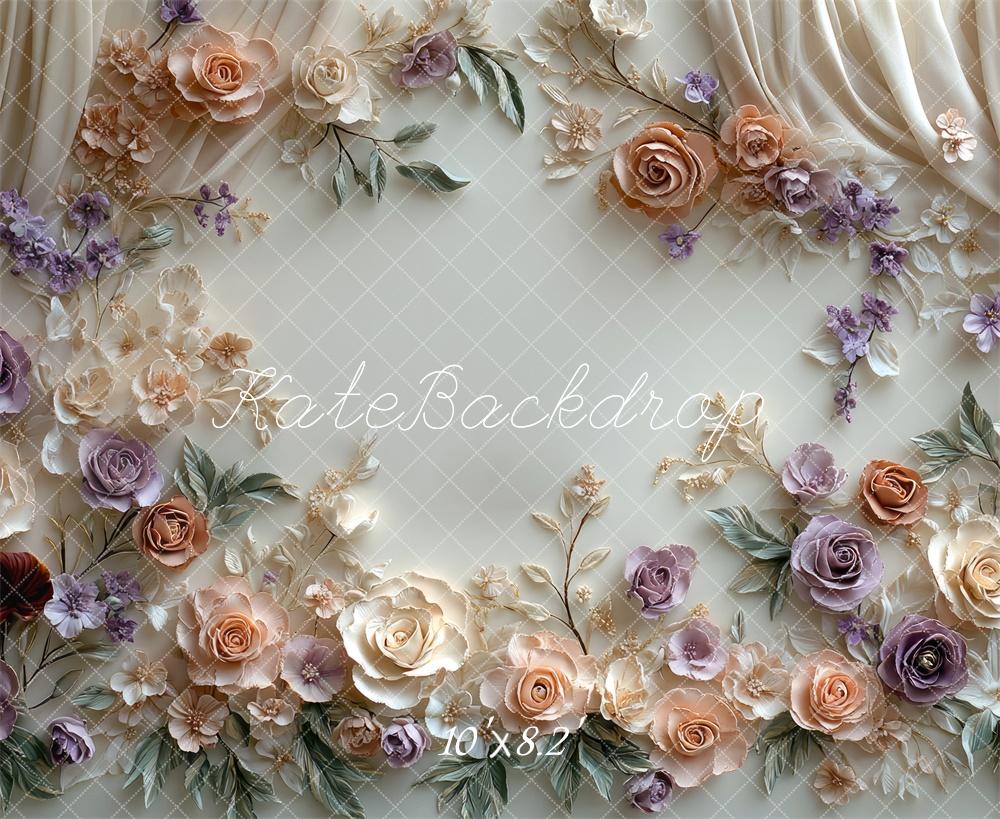 Kate Spring Floral Pastel Curtain Wall Backdrop Designed by Mini MakeBelieve