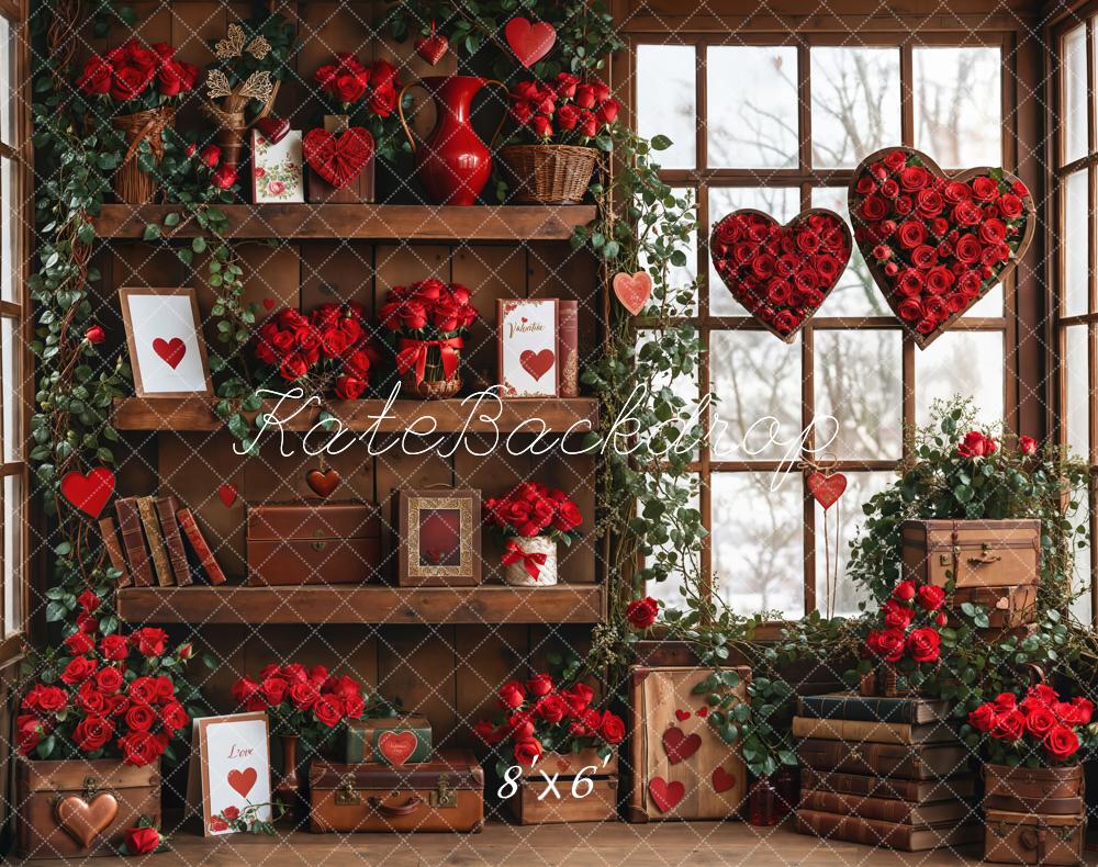 Kate Valentine Roses Wood Shelf Window Backdrop Designed by Emetselch