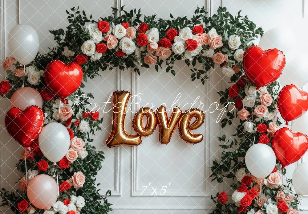 Kate Valentine's Day Love Balloon Flower Arch Backdrop Designed by Patty Roberts