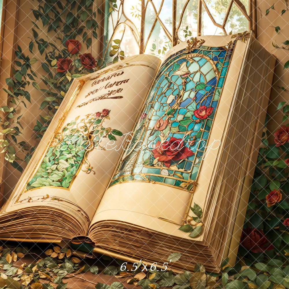 Kate Valentine Fantasy Book Roses Backdrop Designed by Emetselch