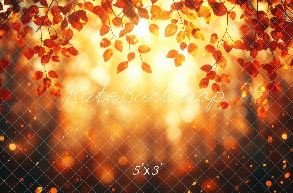 Fall Leaves Bokeh Foto Achtergrond Designed by Mini MakeBelieve