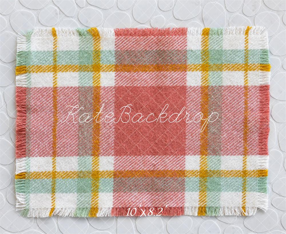 Kate Newborn Red Plaid Pattern Floor Backdrop Designed by Mini MakeBelieve